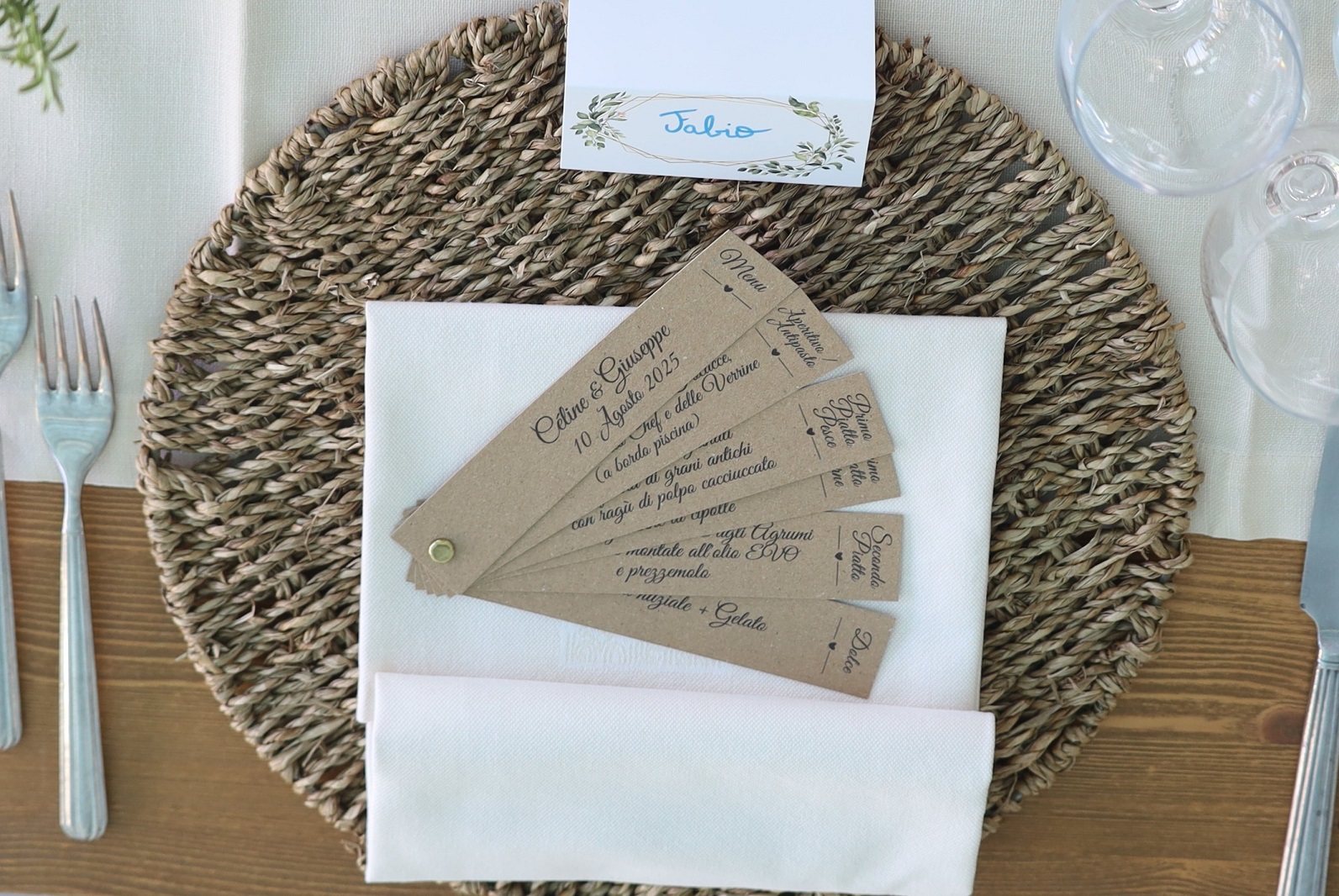 Menu éventail personnalisé, avec attache parisienne dorée – Image 5